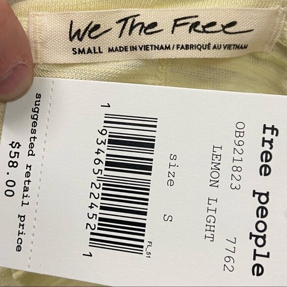 Nwt Free People Sundance Tee Lemon Yellow Slouch‎ Size Small New With Tags Boho - Picture 3 of 5